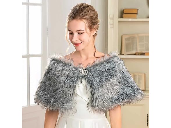 Zoestar Women (Free Size) Faux Fur Wedding Cape