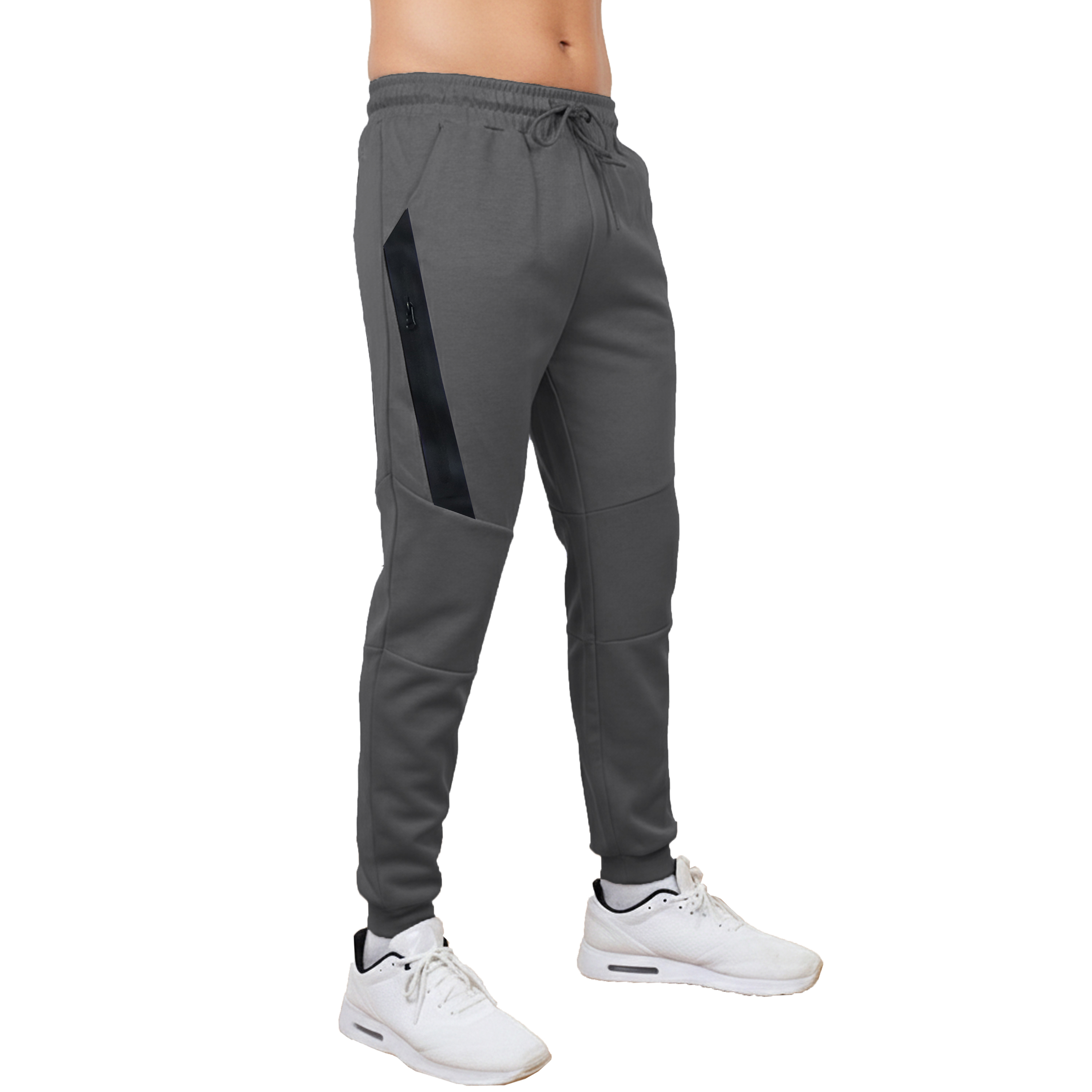 3Pk Asst Mens Tech Joggers w-Stripe Zip Patch - Gallery 19