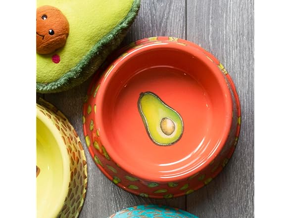 Abode Homewares Fun Food Melamine Avocado Pet Bowl -