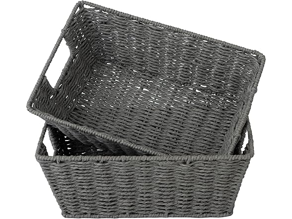 Sukkiri Homu Trapezoid Storage Basket with Handle, Set of 2 Grey