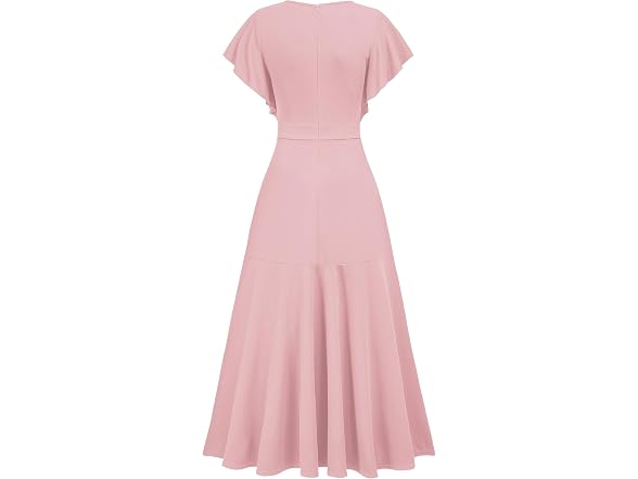 Miusol Women (M) Formal V Neck Ruffle Split Dress