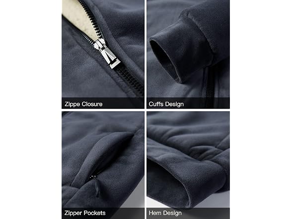 Flygo Men (L) Fleece Sherpa Lined Full Zip Hoodie