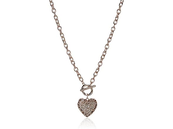 GUESS Rose Gold Stone Heart Necklace