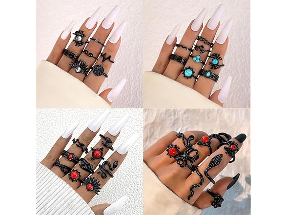 IS4U Gothic Black Rings Set