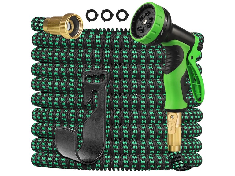 Juvoery Garden Hose with Nozzle 100FT Green