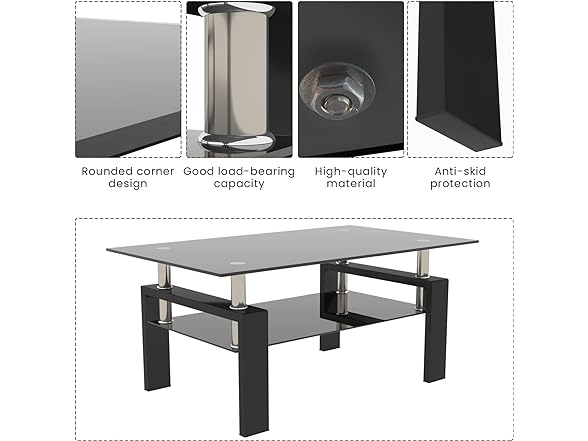 DKLGG Glass Coffee Table