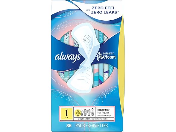 Always Infinity Feminine Pads for Women, Size 1 