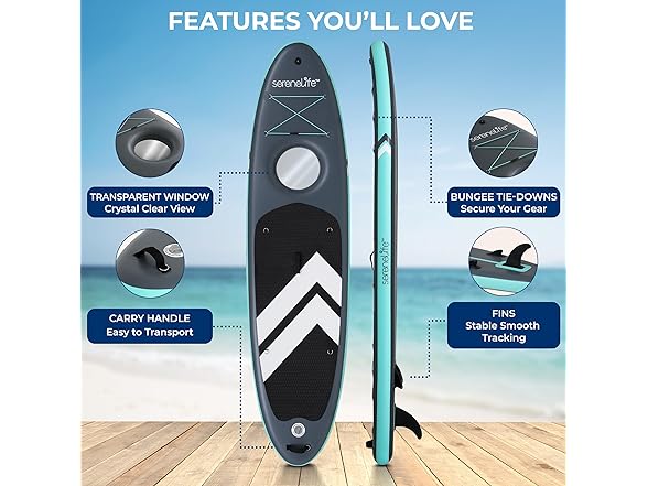 SereneLife 10’6” Inflatable Stand-Up Paddle