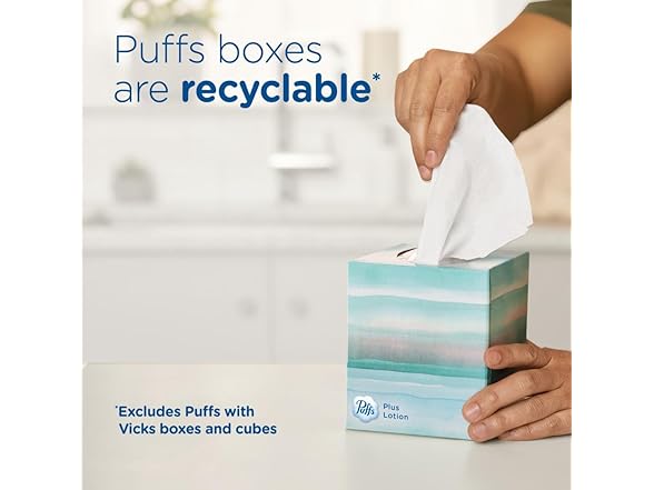 Puffs Plus Lotion Facial Tissues, 1 Family Box, 124 Tissues per Box