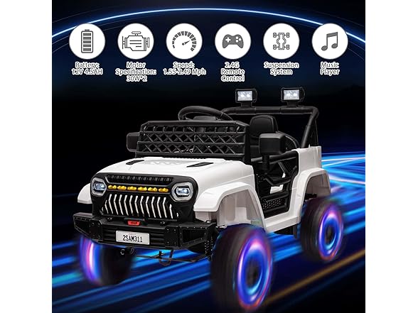 12V Ride On Car for Kids Truck Car White