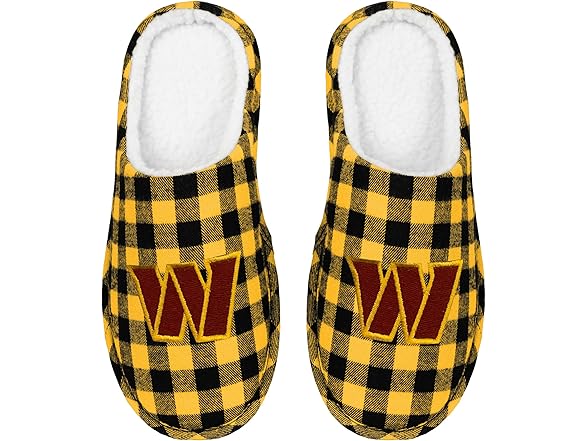 WASHINGTON COMMANDERS (Medium) Sherpa Lined Buffalo Check Slippers