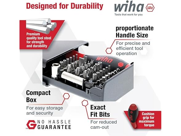 Wiha 71990 Security Bit Set, 39 Piece