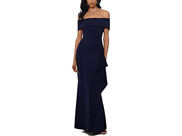 Xscape Women (4) Long Scuba Off-the-shoulder Dress