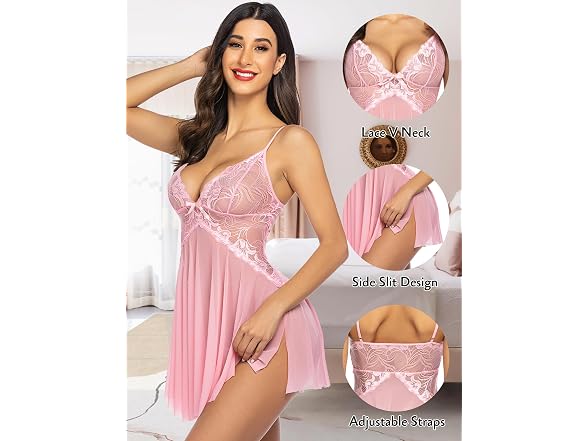 Avidlove (S) Lace Babydoll Lingerie Sexy Slit