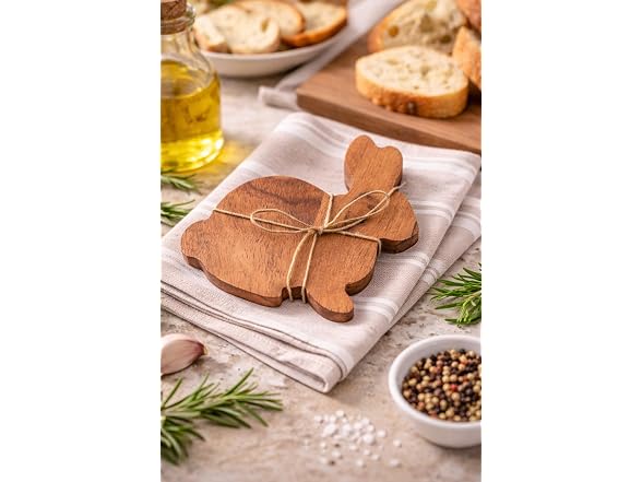 Acacia Wood Drink Bunny Coasters 