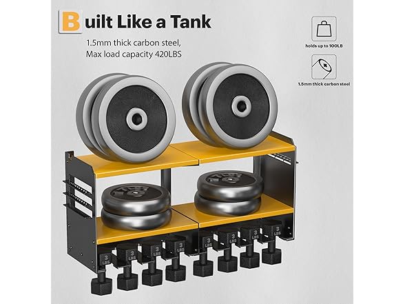 Spampur Power Tool Organizer Wall Mount 15 Min Assembly & Maximum 420lb Load by Heavy Duty Metal, 8 Slots for Cordless Drill, Tool Holder with 6 Outlet Power Strip (Open Box)