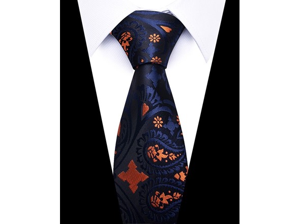 Formal Men’s Necktie - Midnight Paisley Orange