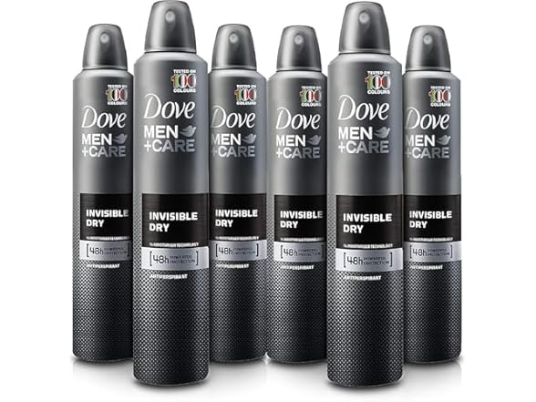 6 Cans of Dove Men+Care Invisible Dry 150ml Anti-Perspirant Spray