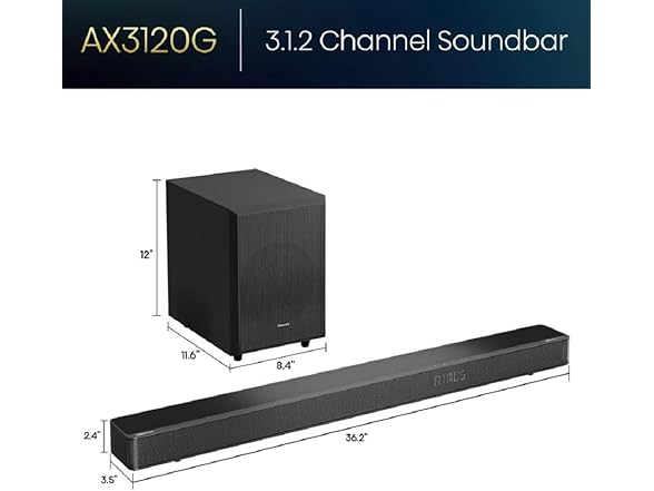 Hisense AX3120G 3.1.2Ch Sound Bar with Wireless Subwoofer, 3 (Open Box)