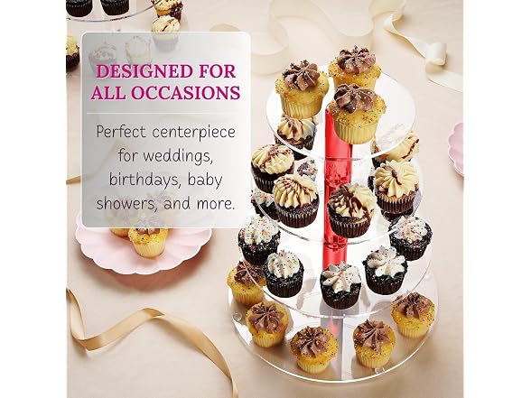 4-Tier Red Acrylic Cupcake Stand – 12" - Gallery 2