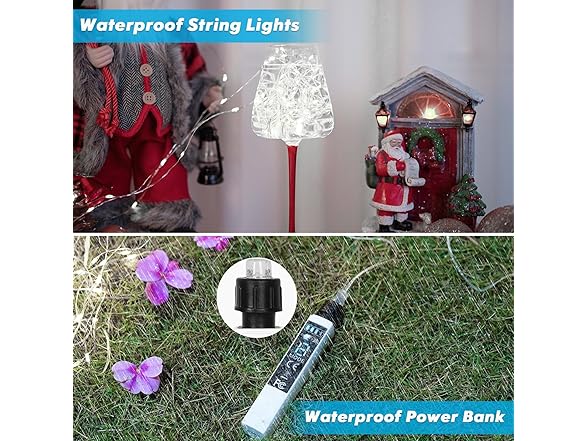 Lakumu 132FT Outdoor Rechargeable Fairy Lights