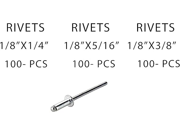 Aluminum Rivets Kit 300Pcs 1/8" Multi