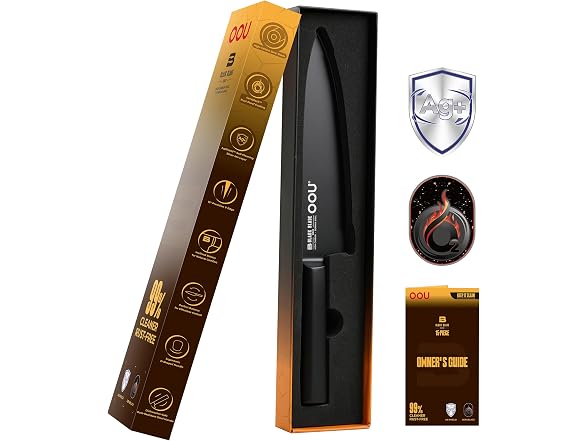 OOU 8" Chef Knife, Black Blade