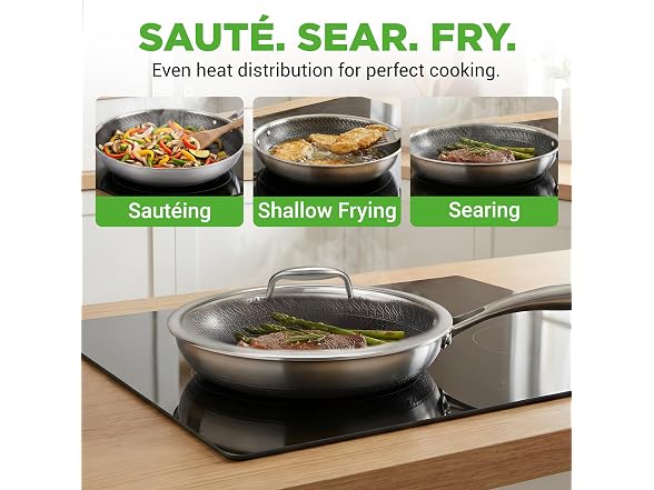 NutriChef 10" Stainless Steel Frying Pan