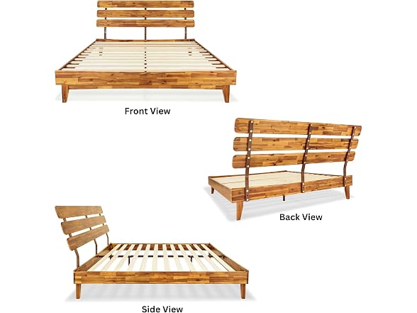 Bme Caden King Size Bed Frame and Adjustable Headboard, 15"
