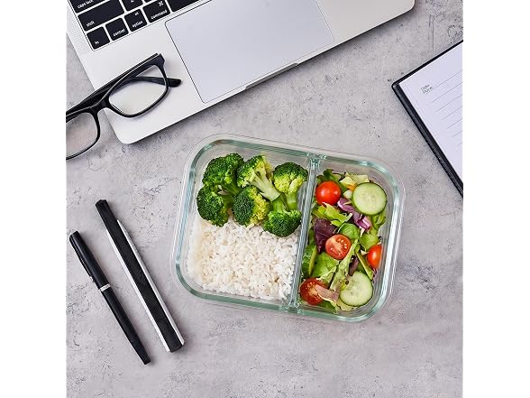HOMBERKING  8 Pack 2 Compartment 36oz Containers