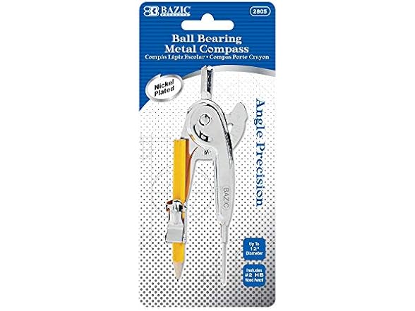 BAZIC Geometry Math Compass Set w/Scale