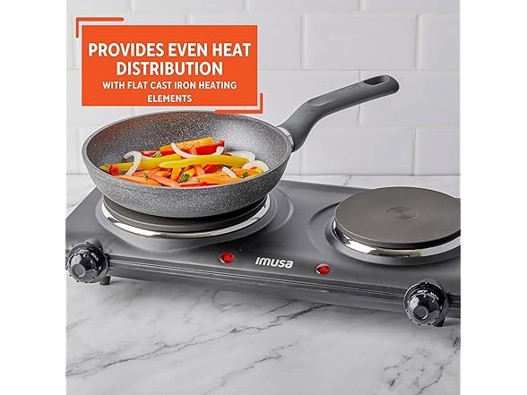 IMUSA Double Electric Hot Plate, Black