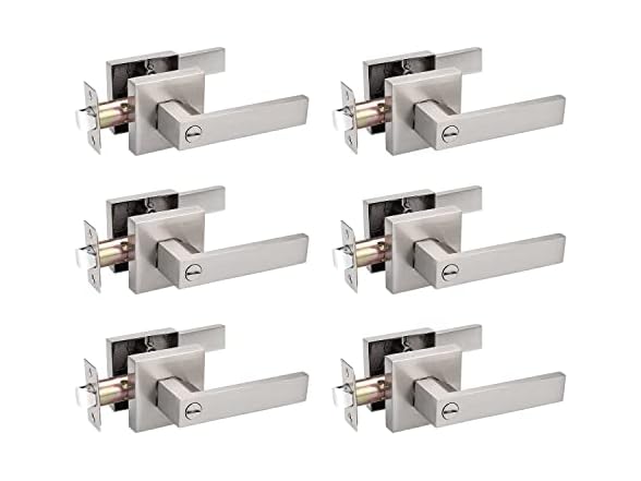 Probrico 6 Pack 6 Pack Square Privacy Door Levers Satin Nick