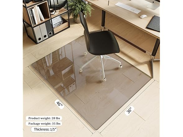 Koonmi Grey Glass Chair Mat 36" x 46"