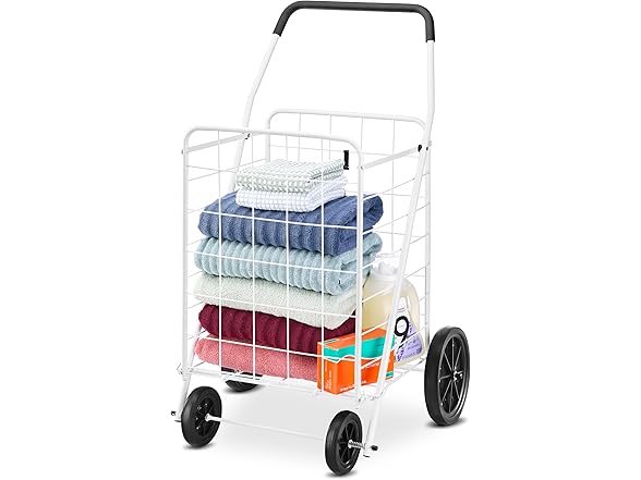 Whitmor Deluxe Utility Foldable Shopping Cart w Wheels