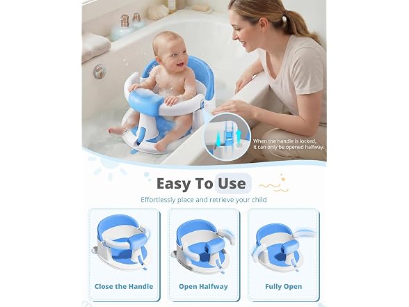 ONTHEWEI Blue Baby Bath Seat