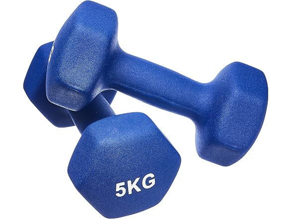 Amazon Basics Neoprene Dumbbell Pair, 10 kg, Blue