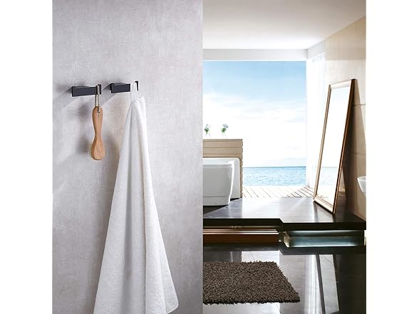 TASTOS Bathroom Hooks Matte Black 2pk