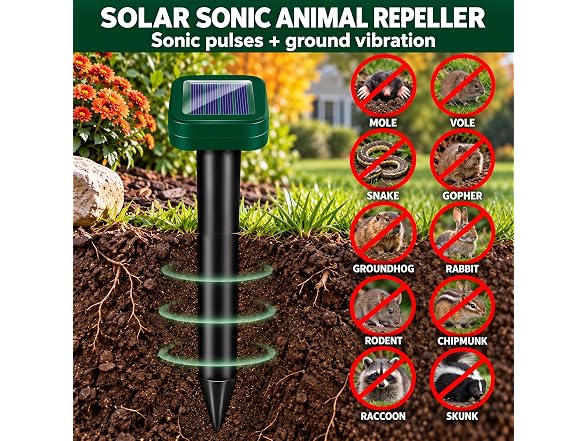Lycxbfjia 8-Pack Solar Mole Repellent