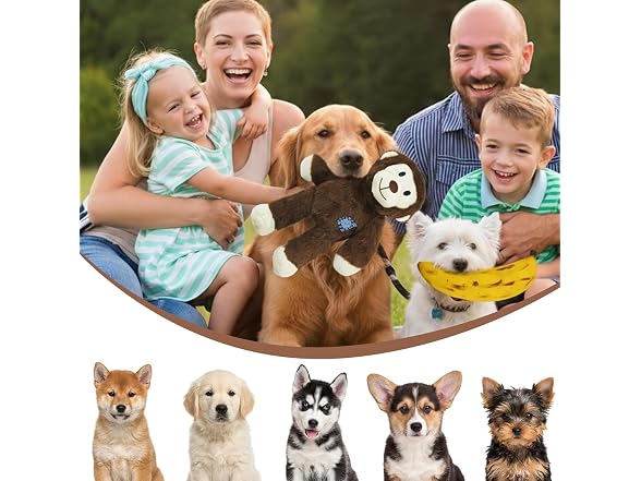 Lewind Dog Squeak Toys Monkey Banana