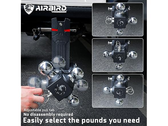 Airbird Anti-Rattle Adjustable Trailer Hitch Ball Mount