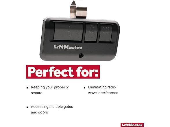 LiftMaster 893Max Security+ 2.0 3-Button Gate Operator Remote Control with Visor Clip - Pack of 1 (Open Box)