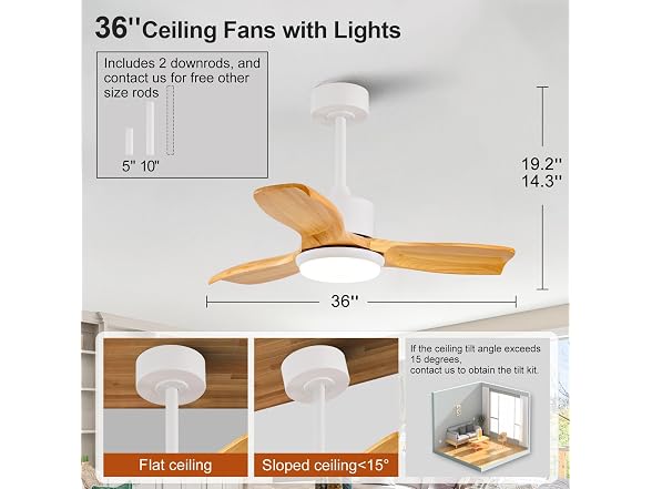 KBZZ 36" Ceiling Fan w/ Light & Remote