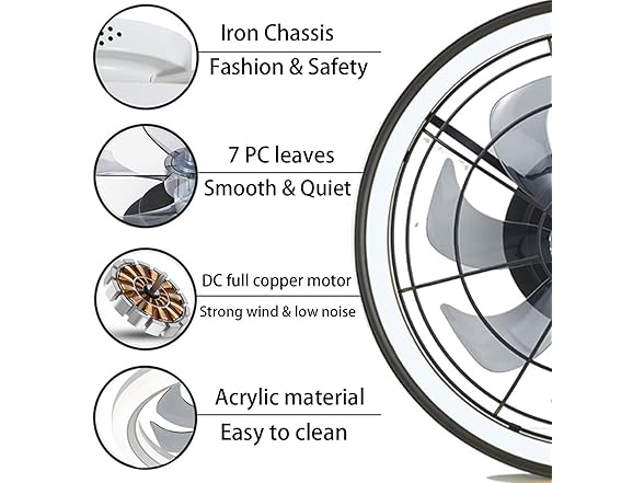 Modern Flush Mount Ceiling Fan with 6 Wind Speeds