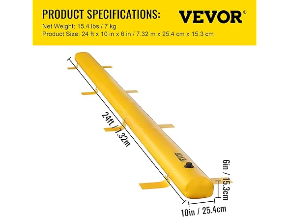 VEVOR Flood Barrier, 24 ft Length x 6 in Height