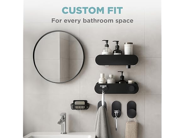 Zenna Home Adhesive Shower Caddy Baskets and Hook Set