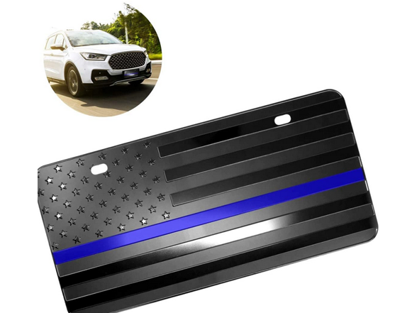 Zone Tech GA0086 USA flag License Plate Cover thin Blue