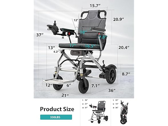 Goldseason 330lb Bearing Portable Electric Wheelchair for Adults & Seniors – 33lbs Lightweight Electric Wheelchair, Side Pockets for Essentials, Airline Approved for Travel, Silver-Gray (Open Box)