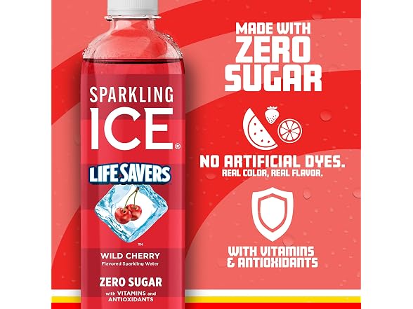 12PK Sparkling Ice LIFESAVERS Wild Cherry, Zero Sugar