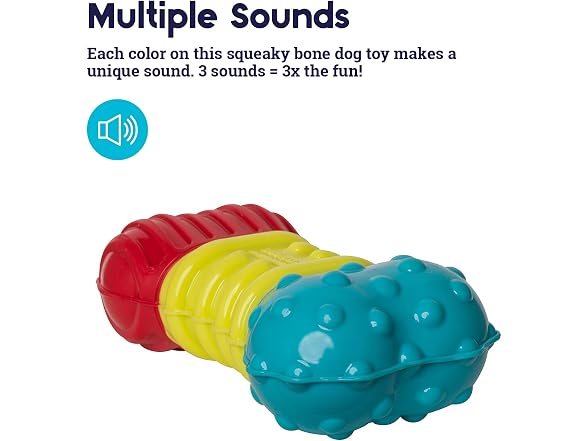 Petstages Multi-Squeak Bone Dog Chew Toy, Mu